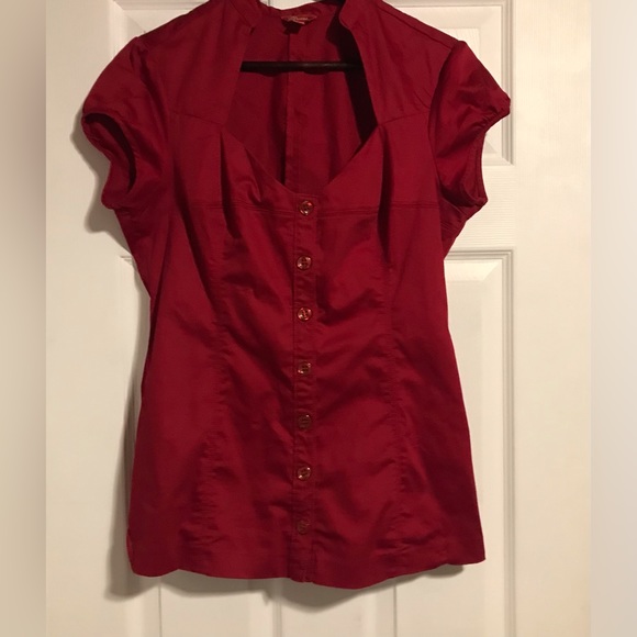 2 for $25 Guess Red Short Sleeve Blouse Large - Picture 1 of 10